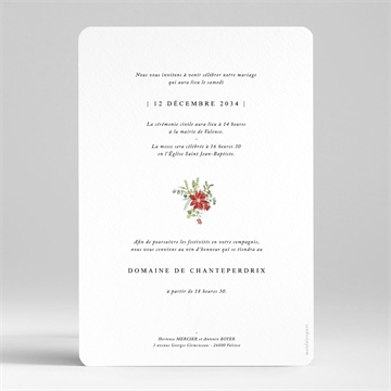 Faire-part mariage douce subtilité portrait - Dos du faire-part