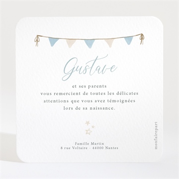 Remerciement naissance montgolfière - Dos de la carte