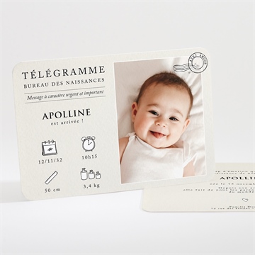 Faire-part naissance télégramme picto paysage