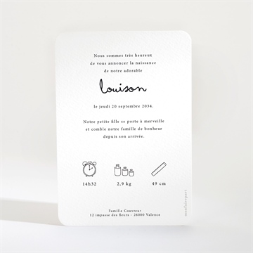 Faire-part naissance grand bonheur - Dos du faire-part