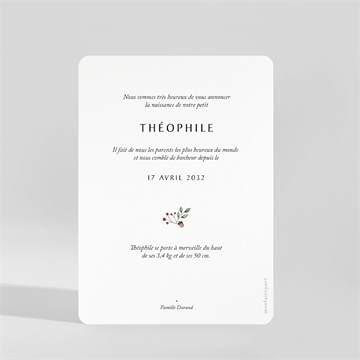 Faire-part naissance forêt d'automne portrait - Dos du faire-part