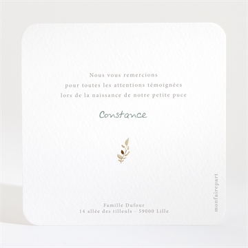 Remerciement naissance petit carrousel - Dos de la carte