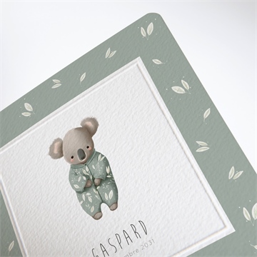 Faire-part naissance koala pyjama - Détail du faire-part