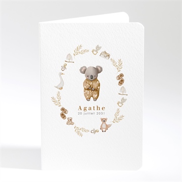 Faire-part naissance bébé koala plié