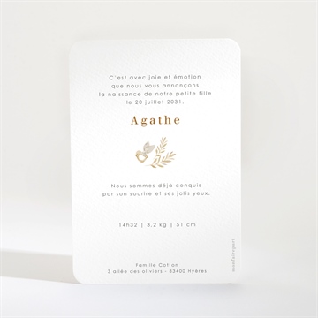 Faire-part naissance bébé koala portrait - Dos du faire-part