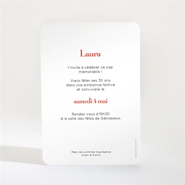 Invitation anniversaire champagne - Dos de la carte