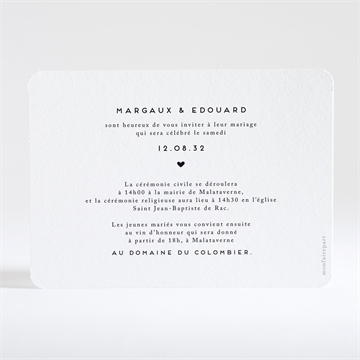 Faire-part mariage classique photo paysage - Dos du faire-part