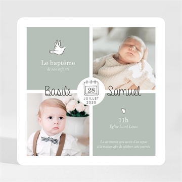 Faire-part de baptême petits frères magnet