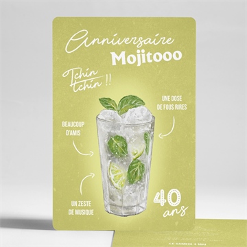 Invitation anniversaire mojito 40 ans