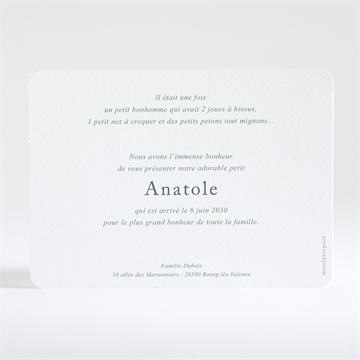 Faire-part naissance adorables pictos - Dos de la carte