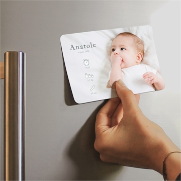 Faire-part naissance adorables pictos magnet - Mise en situation