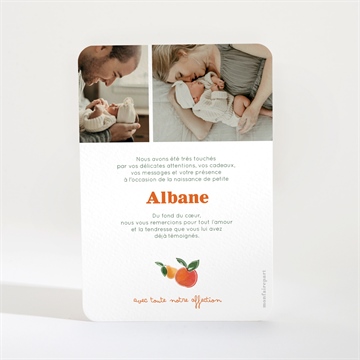 Remerciement naissance vichy fruité - Dos de la carte