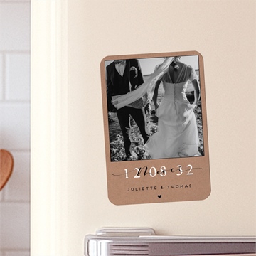 Remerciement mariage jour j kraft magnet