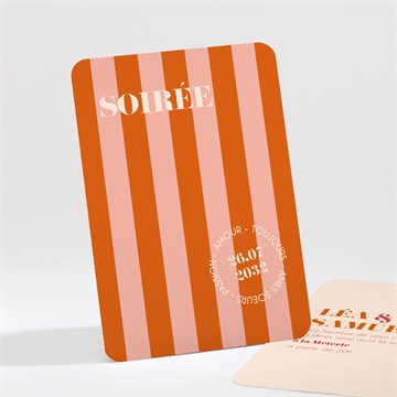 Carton d'invitation mariage orange et fuchsia