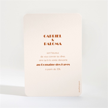 Carton d'invitation mariage terracotta estival - Dos du carton