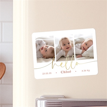 Faire-part naissance hello doré