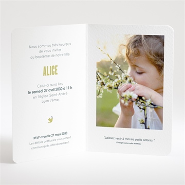 Faire-part de baptême colombe d'espérance - Intérieur du faire-part