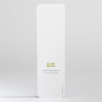 Signet baptême colombe d'espérance - Dos du signet