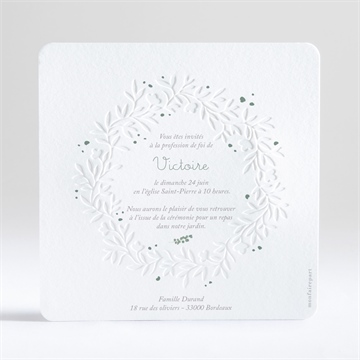 Faire-part profession de foi croix nature - Dos du faire-part