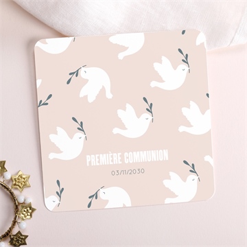 Faire-part communion vol de colombes