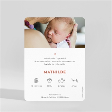 Faire-part naissance colombe nature - Dos du faire-part