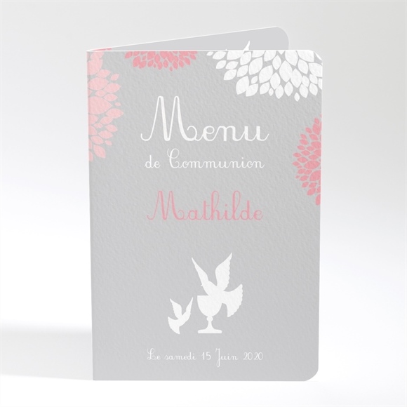 Menu communion colombe et fleurs