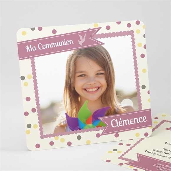 Faire-part communion Pois de lumière réf.N31162