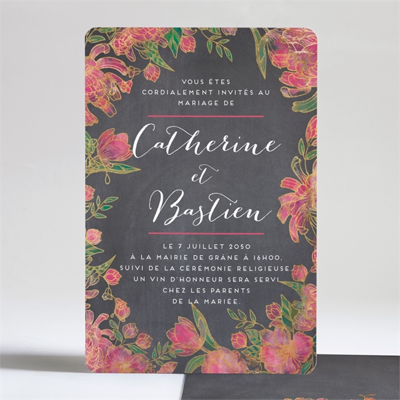 Faire-part mariage ardoise romantique