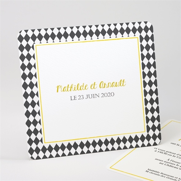 Faire-part mariage Damier geometrique réf.N311187