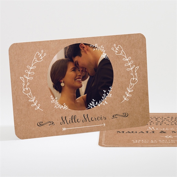 Remerciement mariage Kraft vintage réf.N111192