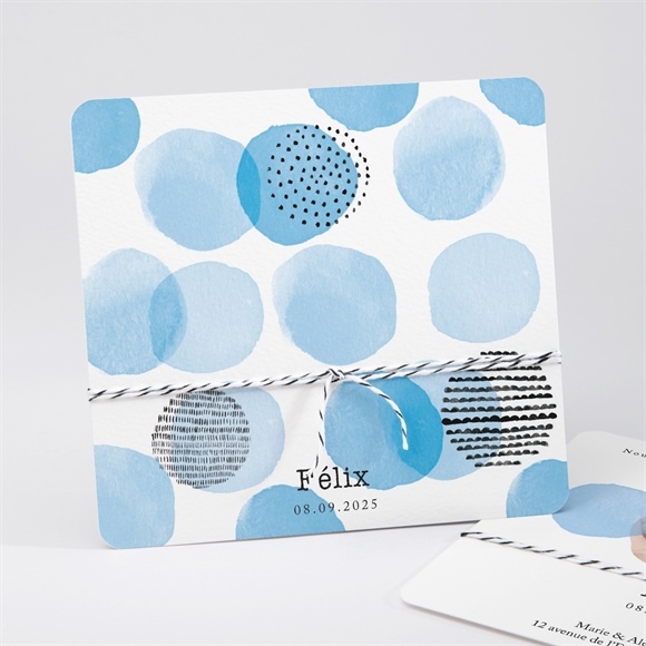 Faire-part naissance bleu tendance