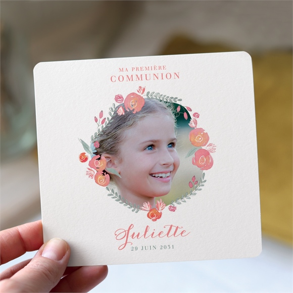 Faire-part communion Couronne aquarelle réf.N311232