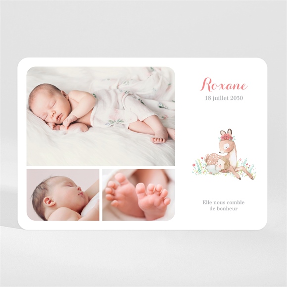 Faire-part naissance a l'ombre du faon magnet