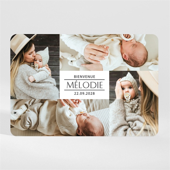 Faire-part naissance initiale en patchwork magnet