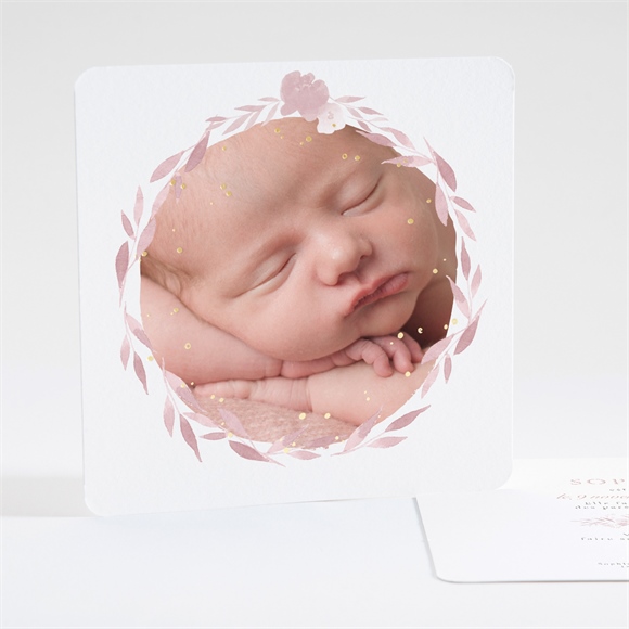 Faire-part naissance joli vintage dorure