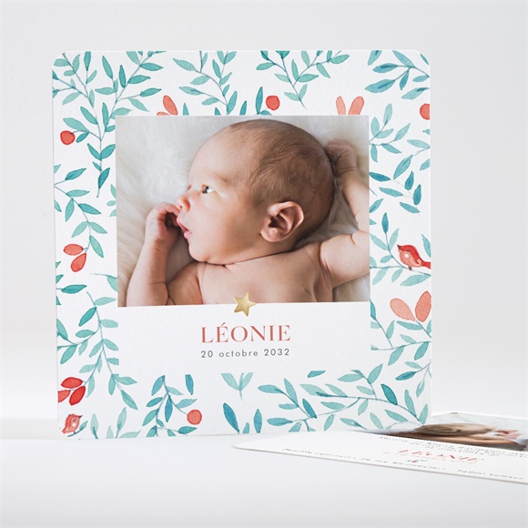 Faire-part naissance gentil coquelicot dorure