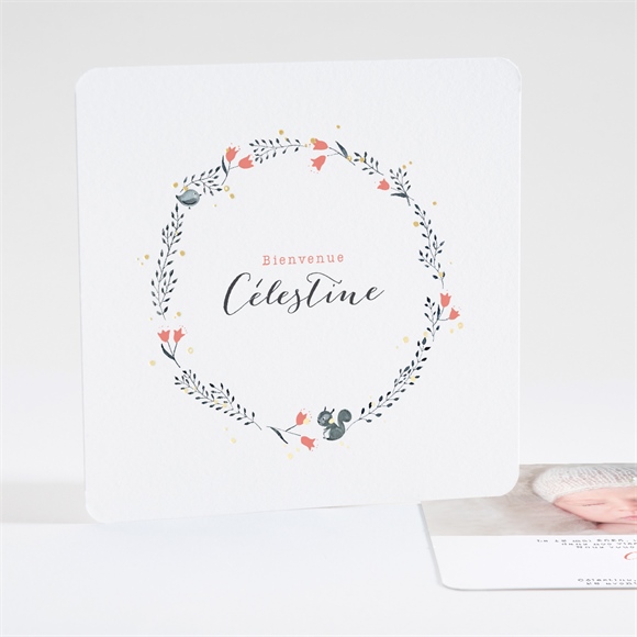 Faire-part naissance en rouge et noir dorure