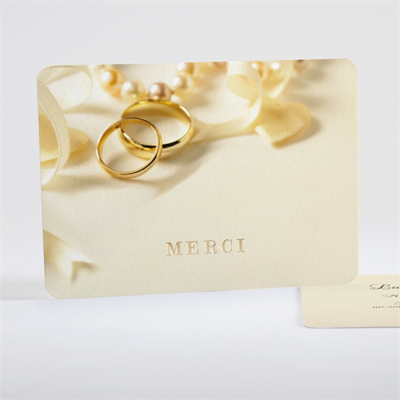 Remerciement mariage Alliances fond crème dorure réf.N18154