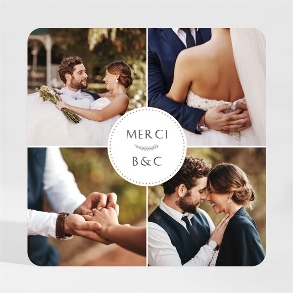 Remerciement mariage avec programme magnet carré