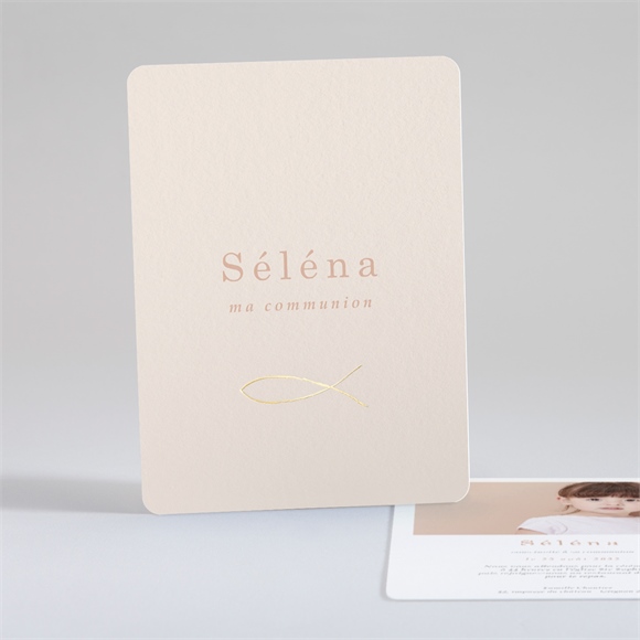 Faire-part communion pourpre dorure