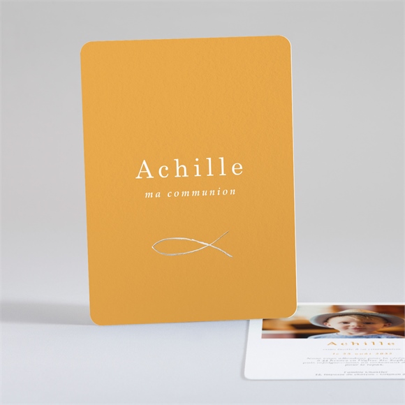Faire-part communion Jaune et Or dorure réf.N28153