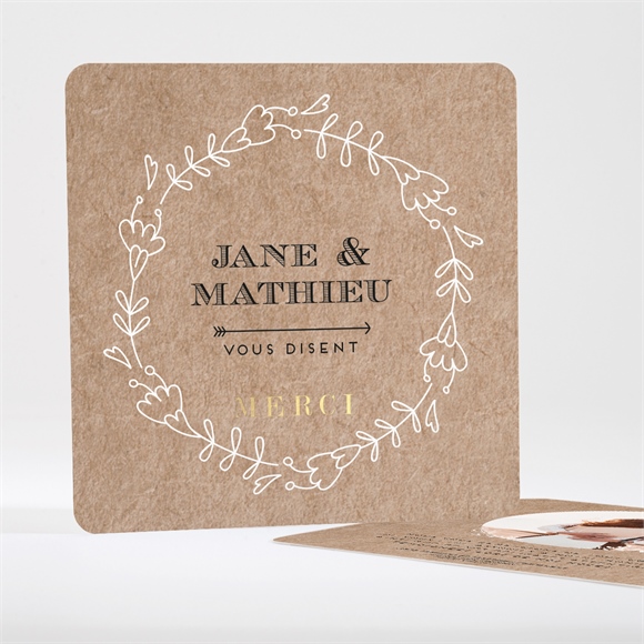 Remerciement mariage Kraft en folie dorure réf.N351426