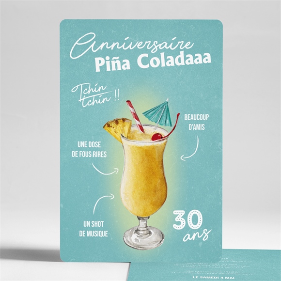 Invitation anniversaire cocktail tropical