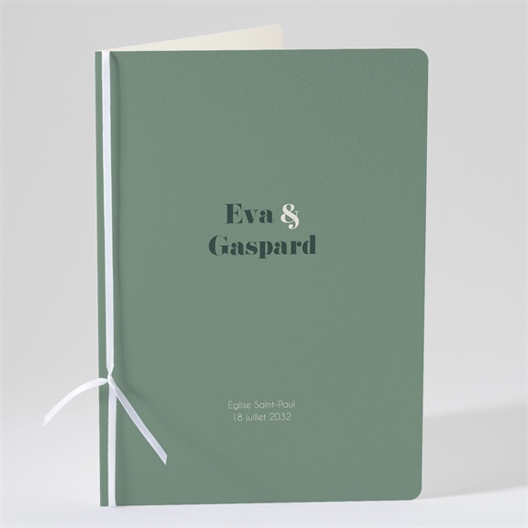 Livret de messe mariage tons vert sauge