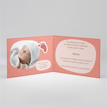 Faire-part naissance petits pieds et liberty - Intérieur du faire-part