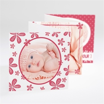 Faire-part naissance médaillon fleuri