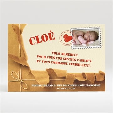 Remerciement naissance paquet fragile