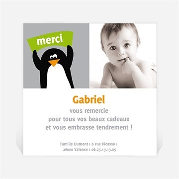 Remerciement naissance notre petit pingouin