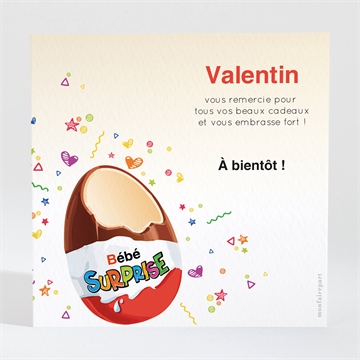 Remerciement naissance petit oeuf surprise