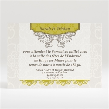 Carton d'invitation mariage jaune poussin